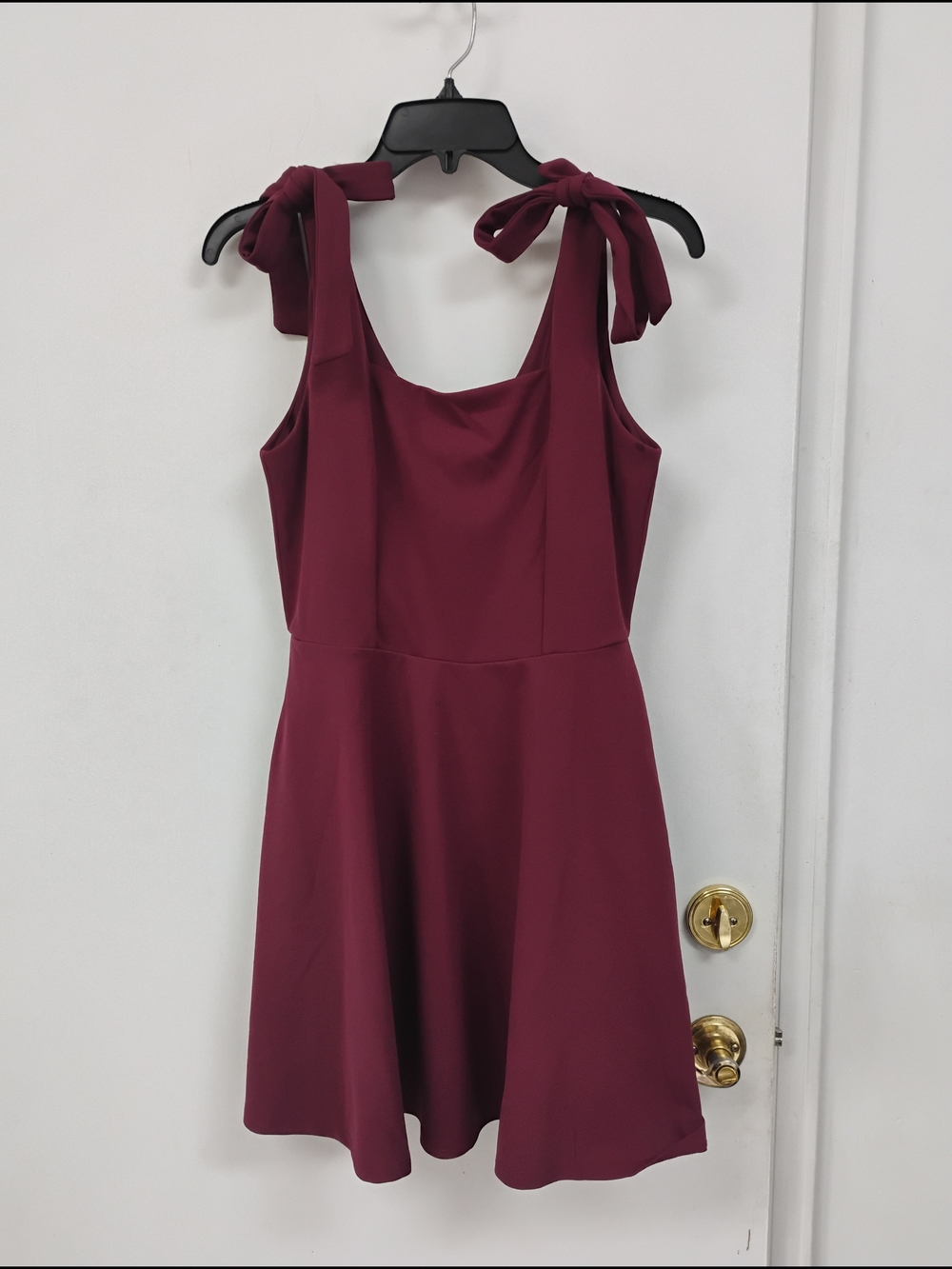 Trixxi Burgundy Tie Shoulder Fit & Flare Mini Dress Size L